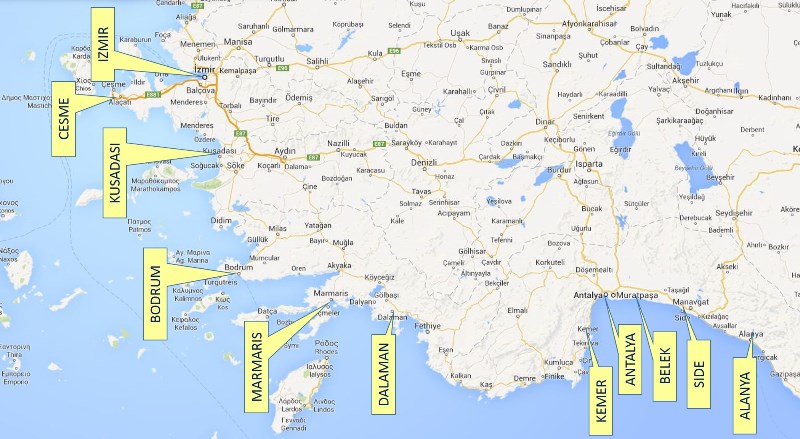 Mapa Turcji