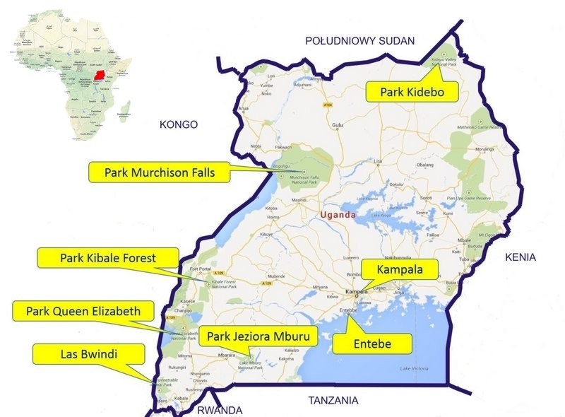 Mapa Ugandy