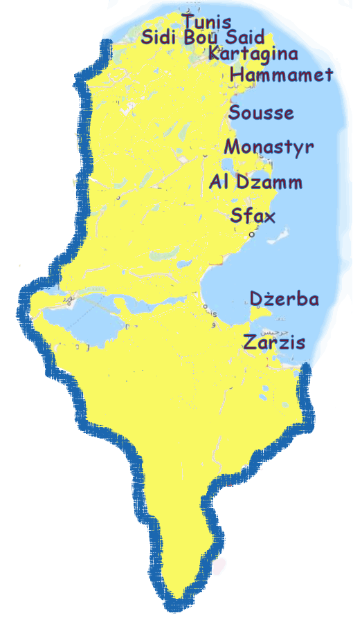 Mapa Tunezja